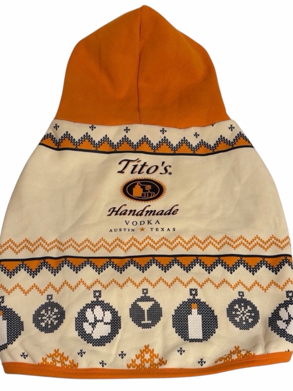 Tito’s Handmade Vodka Dog Hoodie Sweater Orange White